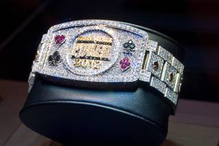 The newly designed 2012 World Series of Poker bracelet by Jason of Beverly Hills on Friday, May 25, 2012.